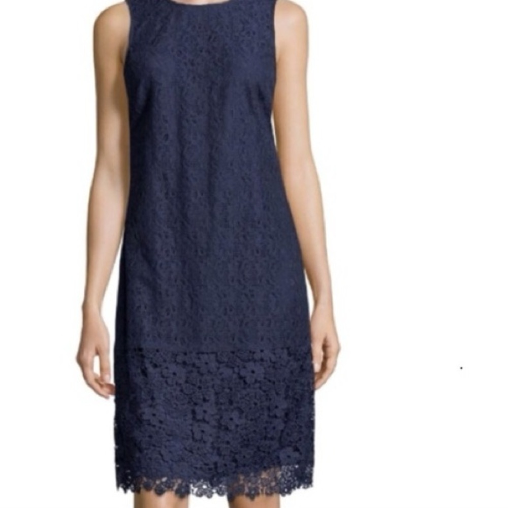 *KARL LAGERFELD* Navy Lace Hem Sleeveless Midi Dress Size 10